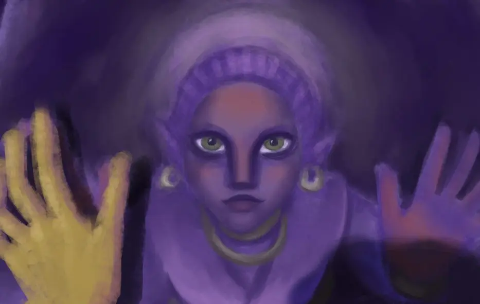 Stuck in a painting illustration